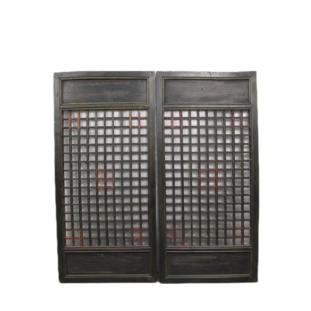 Wood Pair of Vintage Chinese Latticed Screen Panel 4 For Sale - Image 7 of 7