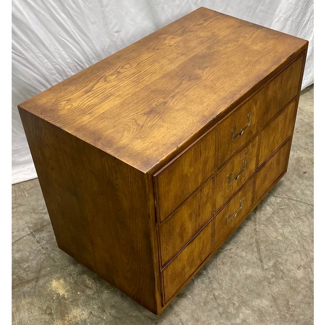 Vintage Henredon Artefacts Campaign Style Aged Oak Bachelor’s Chest of