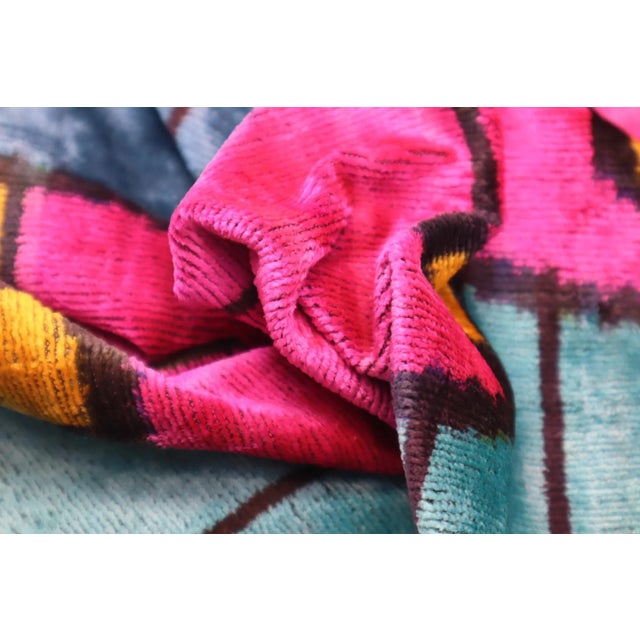 2020s Handmade Multi Color Silk Velvet Throw Pillow & Down Insert For Sale - Image 5 of 12