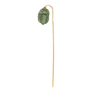 Antique Egyptian Revival Faience Scarab & 14K Gold Stick Pin