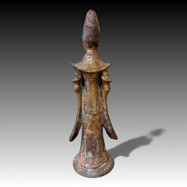Chinese Gilt Bronze Figure, Possibly Daoist, 19th Century or Earlier, 16" Tall For Sale - Image 4 of 11
