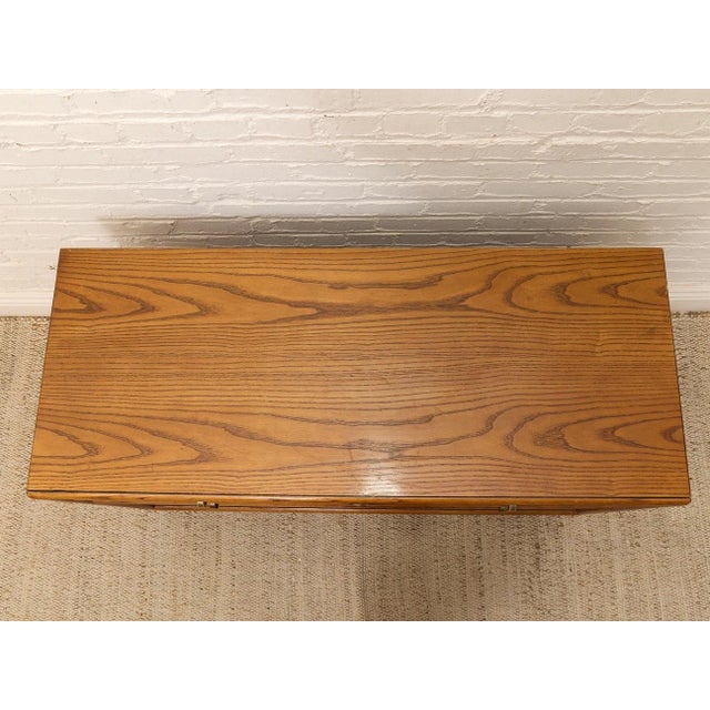 Mid 20th Century Mid 20th Century Oak Double Drawer Cabinet With Lp Cubby For Sale - Image 5 of 12