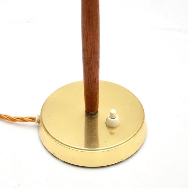 Metal Vintage Swedish Teak and Brass Table Lamps, 1960, Set of 2 For Sale - Image 7 of 9