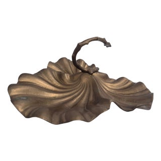 Art Nouveau Leaf-Shaped Bowl in Brass, France, 1900s For Sale