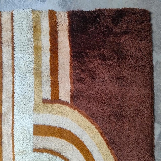 Beige Space Age Museum-Grade Avant-Garde Wool Rug, Italy, 1970s For Sale - Image 8 of 11
