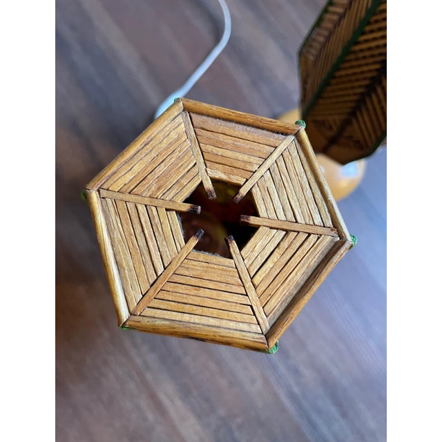 1960s 1960s Mid Century Table Lamps in Rattan and Base in Wood, Italy - Set of 2 For Sale - Image 5 of 8