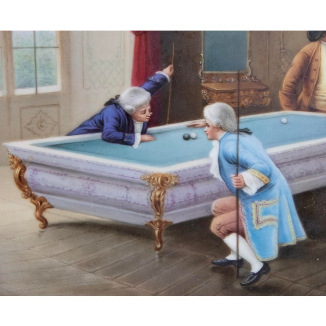 19th Century German Hand Painted Porcelain - Billiards Scene - 16" H x 13 1/4" W About this Piece This fine late 19th-...