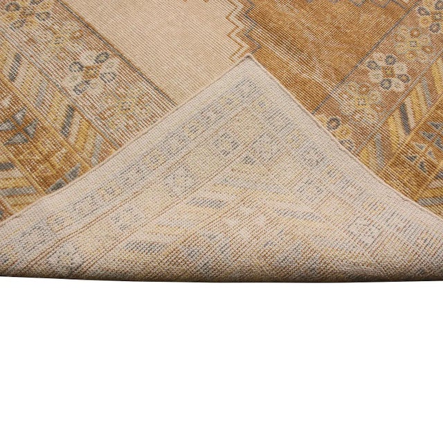 Textile Rug & Kilim’s Oversized Distressed Harlequin Rug in Gold, 13x19 For Sale - Image 7 of 8
