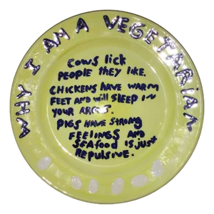Kim Dingle, Rare "Why I am a Vegetarian" Kim Dingle Art Plate, 1994