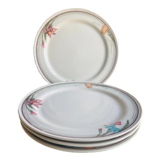 1990's Shenango China Lily Iris Floral Restaurant Ware Dinner Plates- Set of 4 For Sale