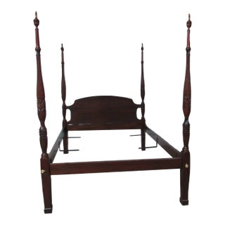 1980s Henkel Harris Mahogany Queen Size Rice Poster Bed For Sale