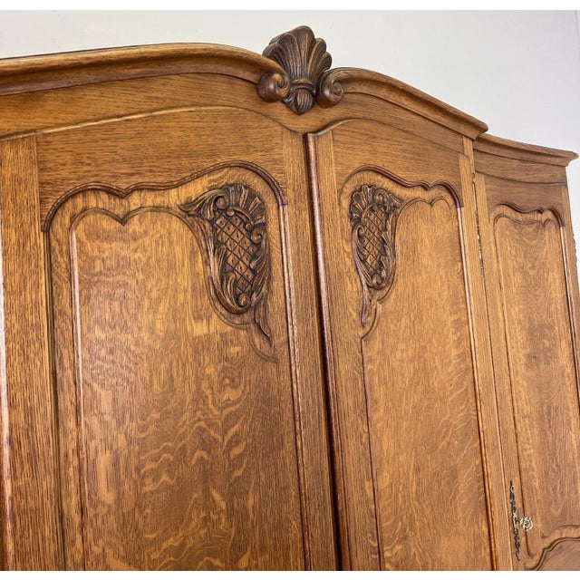 Vintage French Louis XVI Style Wardrobe in Oak For Sale - Image 5 of 12