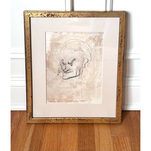 Antique Pen and Ink Male Portrait Sketch, Framed For Sale - Image 10 of 10