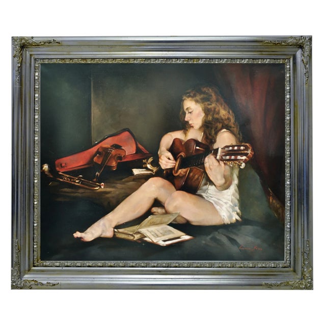 Guitar - Francesca Strino - Oil on Canvas - Italy For Sale - Image 7 of 7