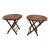 1970s Pair of Folding Bamboo and Rattan Round Side Tables For Sale