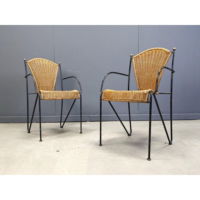 Wicker Chairs by Frederick Weinberg, 1960s, Set of 8, in Very Good conditions. Designed 1960 to 1969
