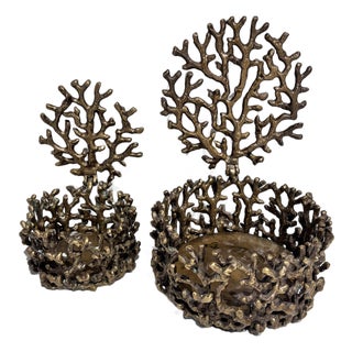 1980s Mina Brass Boxes Set 2 , Coastal Style or Can Be Used for a Candle Holder For Sale