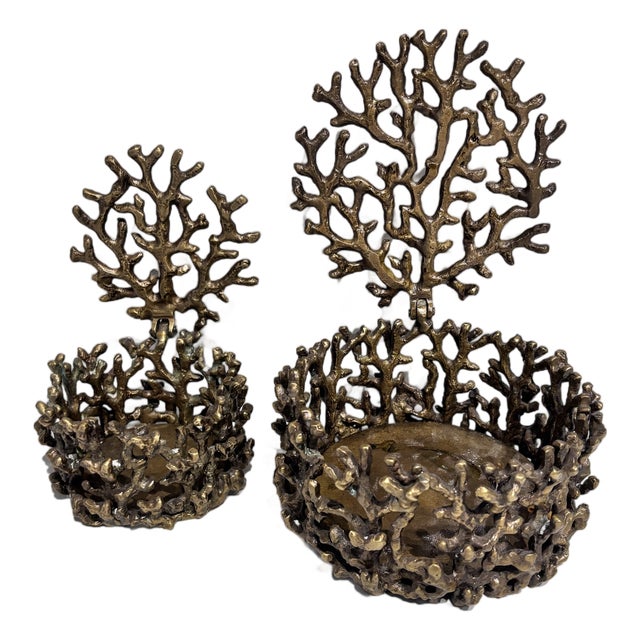 1980s Mina Brass Boxes Set 2 , Coastal Style or Can Be Used for a Candle Holder For Sale