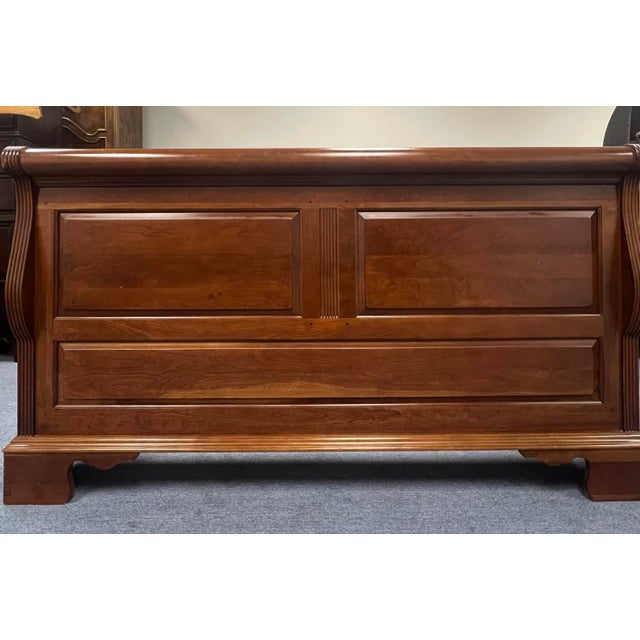 Wood Pennsylvania House Cherry Queen Size Sleigh Bed For Sale - Image 7 of 10