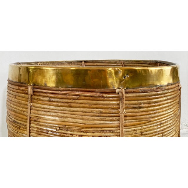 Vintage Oversized Gabriella Crespi Style Coiled Rattan Basket With ...