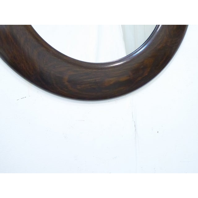 Art Deco Antique Round Wood Mirror For Sale - Image 3 of 3