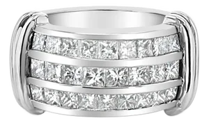 Three Row Princess Cut Diamond Ring 1.86cttw, Size 4