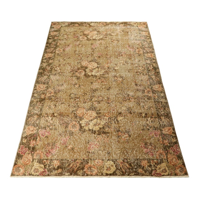 1950s Vintage Karabagh Rug in Brown With All-Over Floral Patterns, From Rug & Kilim For Sale - Image 5 of 8