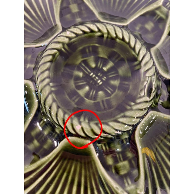 French 1920s Green Longchamp Majolica Oyster Plate For Sale - Image 11 of 12
