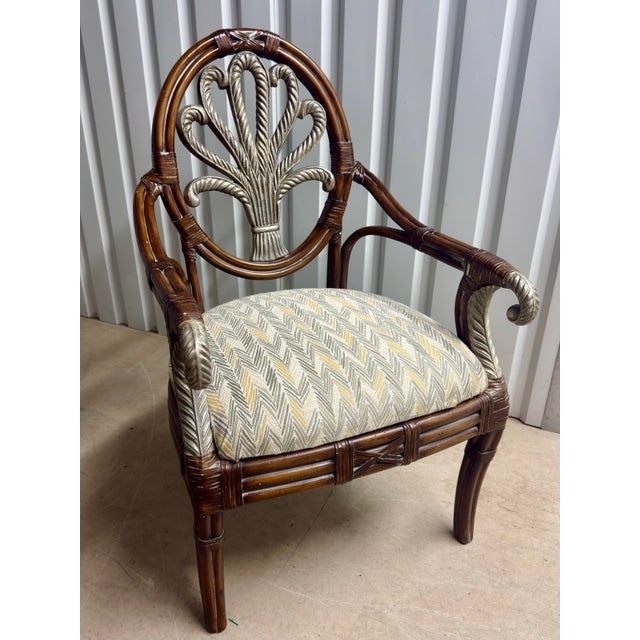 Dorothy Draper Vintage Palm Beach Regency Dorothy Draper Style Faux Bamboo Accent Chair For Sale - Image 4 of 9