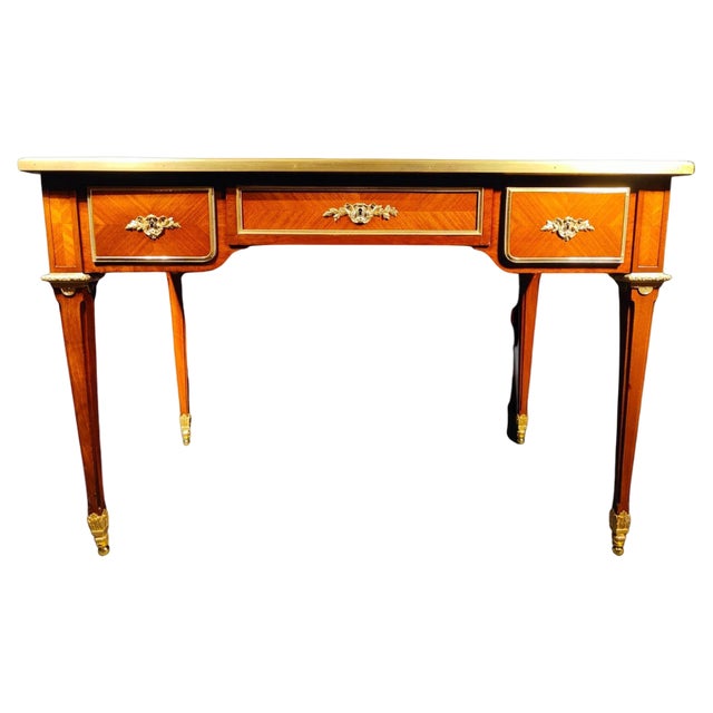 Gilt Bronze Mounted Tulipwood and Amaranth Desk by L. Cueunieres, 1880 For Sale