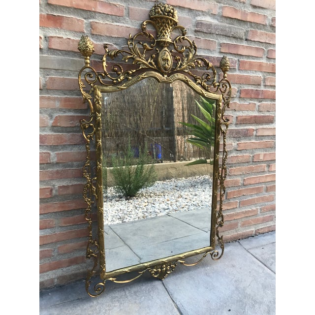 19th French Baroque Handmade Bronze Mirror With Reliefs For Sale - Image 4 of 10