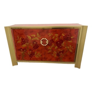 1970s Mastercraft Chinoiserie Faux-Tortoise and Brass Commode For Sale