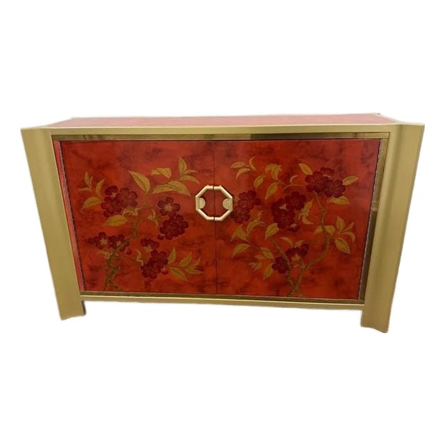 1970s Mastercraft Chinoiserie Faux-Tortoise and Brass Commode For Sale