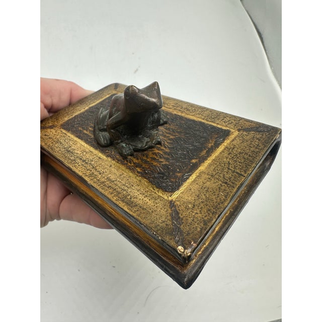 Boho Chic Faux Antique Book With Frog For Sale - Image 3 of 4