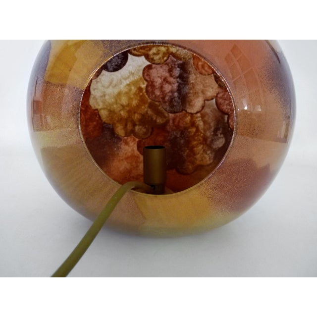 Brown Apple-Shaped Blown Glass Table Lamp, 1970s For Sale - Image 8 of 10