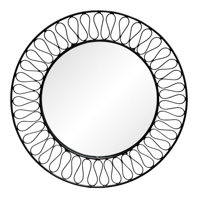 Tempestini/Salterini Mid-Century Ribbon Wrought Iron Mirror For Sale