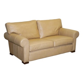 Latte Brown Leather Two Seater Sofa by Multiyork England For Sale