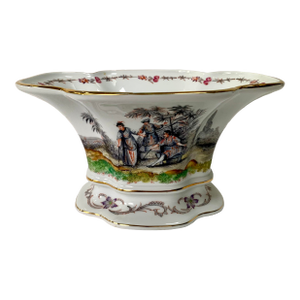 Early 20th Century Dresden Hand Painted Porcelain Jardinière With Exotic Figural Scenes