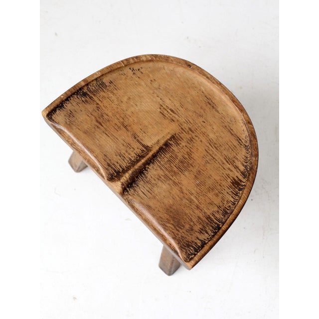 Wood Antique Primitive Milking Stool For Sale - Image 7 of 11