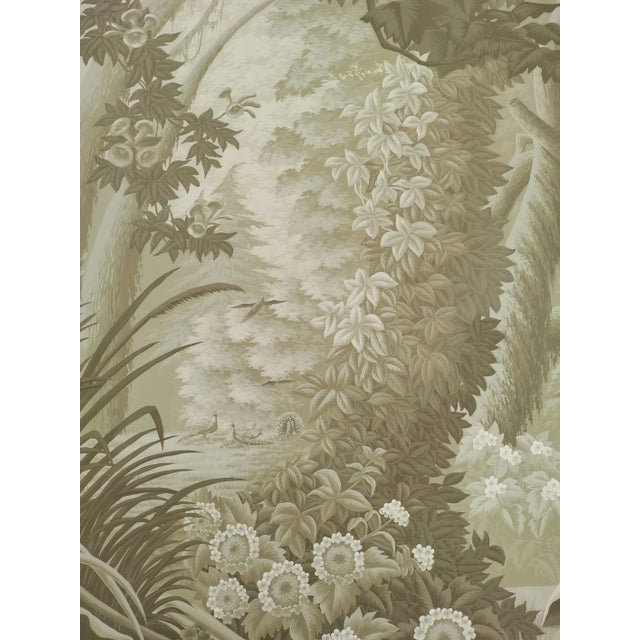 Paper Hand Painted Vintage Exotic Mountain Jungle Panoramic Mural Panels For Sale - Image 7 of 9