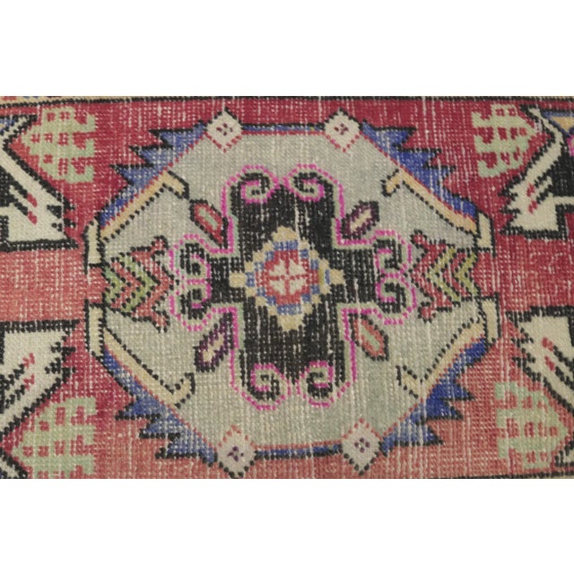 1970s 1970s Turkish Vintage Hand Knotted Red Oushak Doormat Rug For Sale - Image 5 of 10