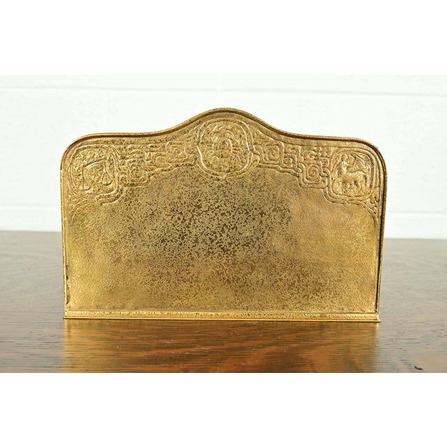 Tiffany Studios New York Zodiac Pattern Bronze Doré Letter Rack For Sale - Image 11 of 15