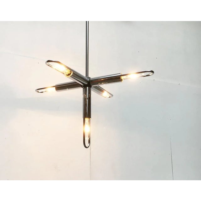Metal German Space Age Chandelier from Kinkeldey For Sale - Image 7 of 18