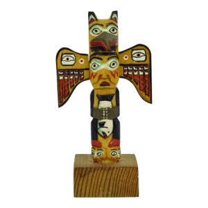 Mid 20th Century Hand Carved Patrick Seale Ketchikan Alaska Fog Woman Handcrafted Totem Pole Small Figurine - Signed