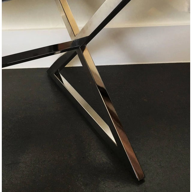 Mid-Century Modern Chrome X-Base Stools in the Manner of Milo Baughman - a Pair For Sale - Image 3 of 6