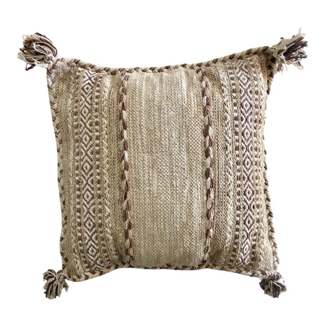Woven Tan Pillow For Sale