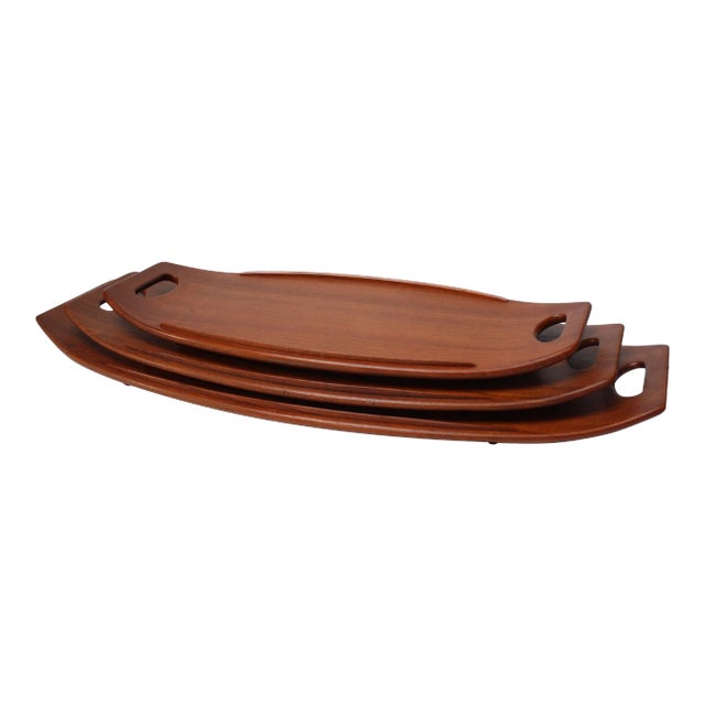 Nest Staved Teak Serving Trays by Jens Quistgaard for Dansk - Set of 3 For Sale