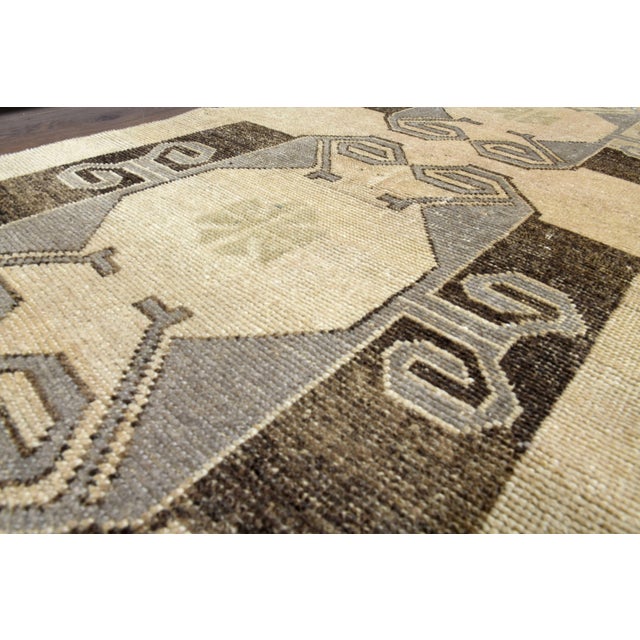 Beige 1970s Vintage Turkish Handmade Wool Cotton Brown Runner Rug For Sale - Image 8 of 11