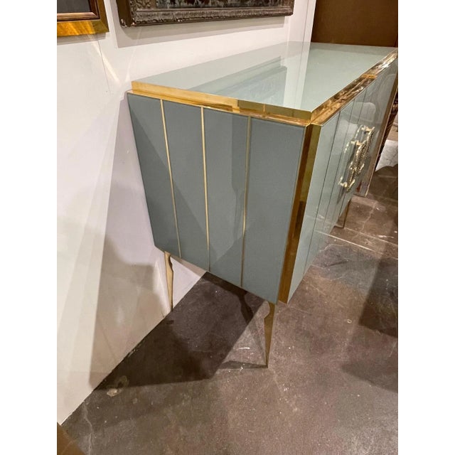 Metal Murano Glass & Brass Side Cabinets - A Pair For Sale - Image 7 of 8