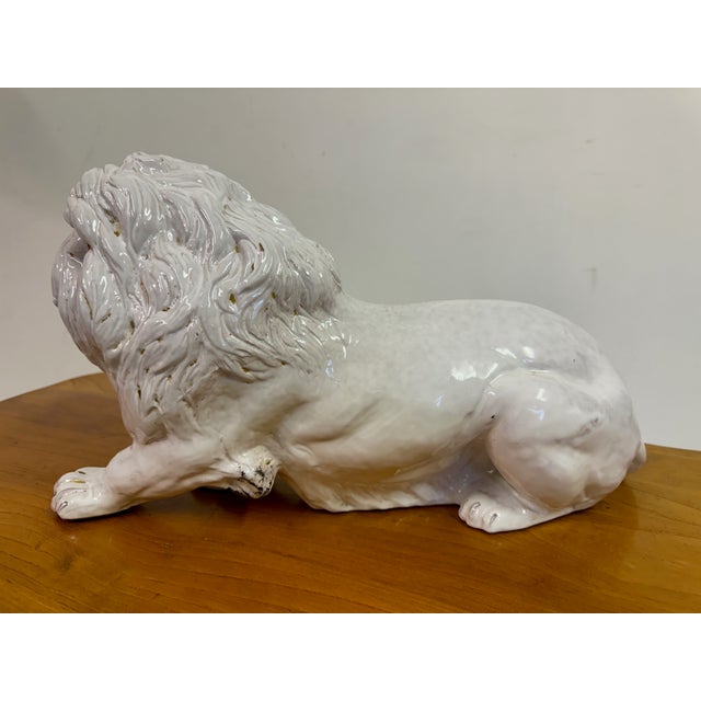 Ceramic Vintage Italian Glazed Ceramic Lion, 1970s For Sale - Image 7 of 11